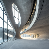 Modernes Gebäude, welches die neue Formensprache des Bauens mit nichtmetallischen Bewehrungen illustriert